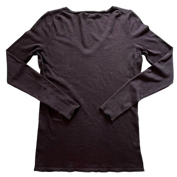 Loft Anne Taylor Silk Blend V-Neck Sweater Womens S Long Sleeve Eggplant Classic - Picture 2 of 11